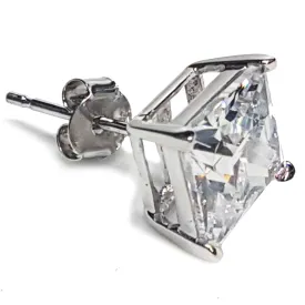 Princess-Cut Cubic Zirconia Stud Silver (Pair)