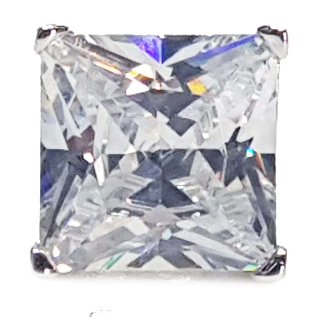 Princess-Cut Cubic Zirconia Stud Silver (Pair)