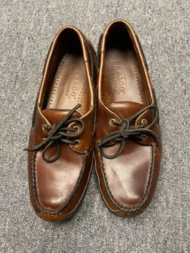 Sebago Docksides Leather Boat Shoes Mens Size 9 Brown Two Eye Lace Up (Lynn04)