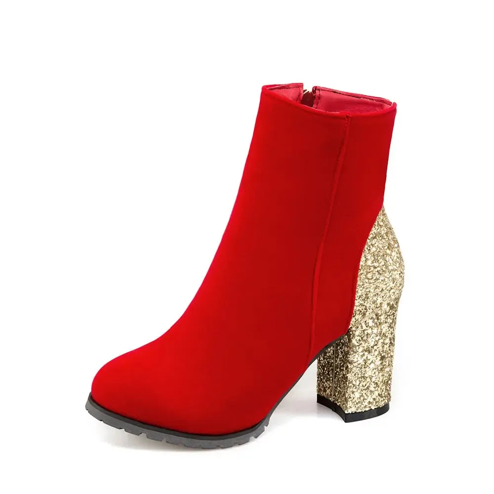 Sequin Platform Boots