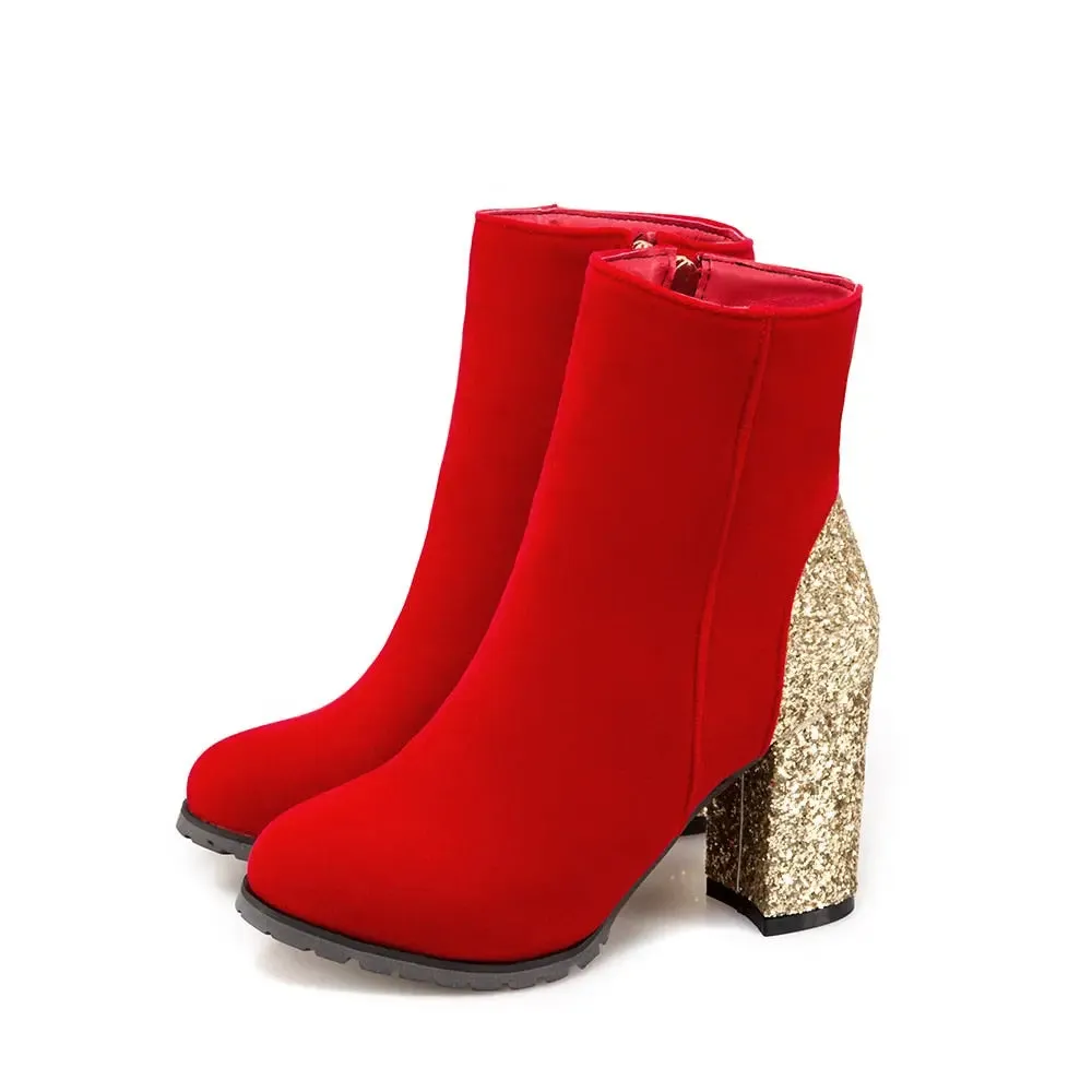 Sequin Platform Boots