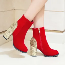 Sequin Platform Boots