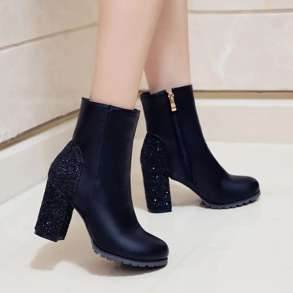 Sequin Platform Boots