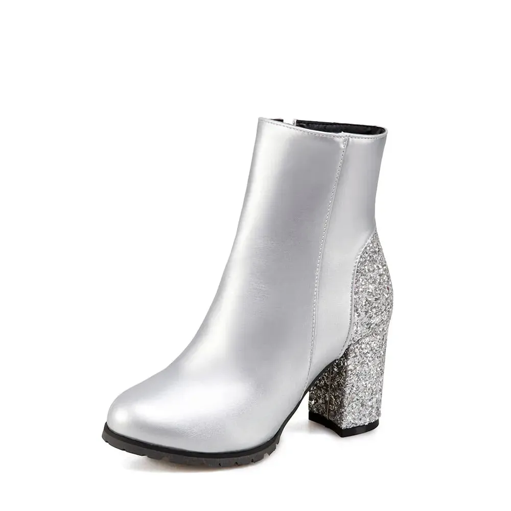 Sequin Platform Boots