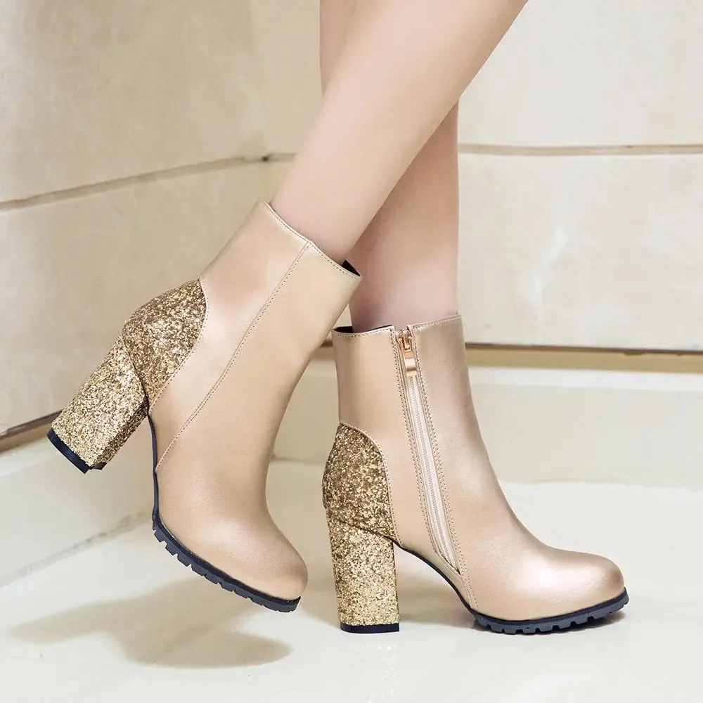 Sequin Platform Boots