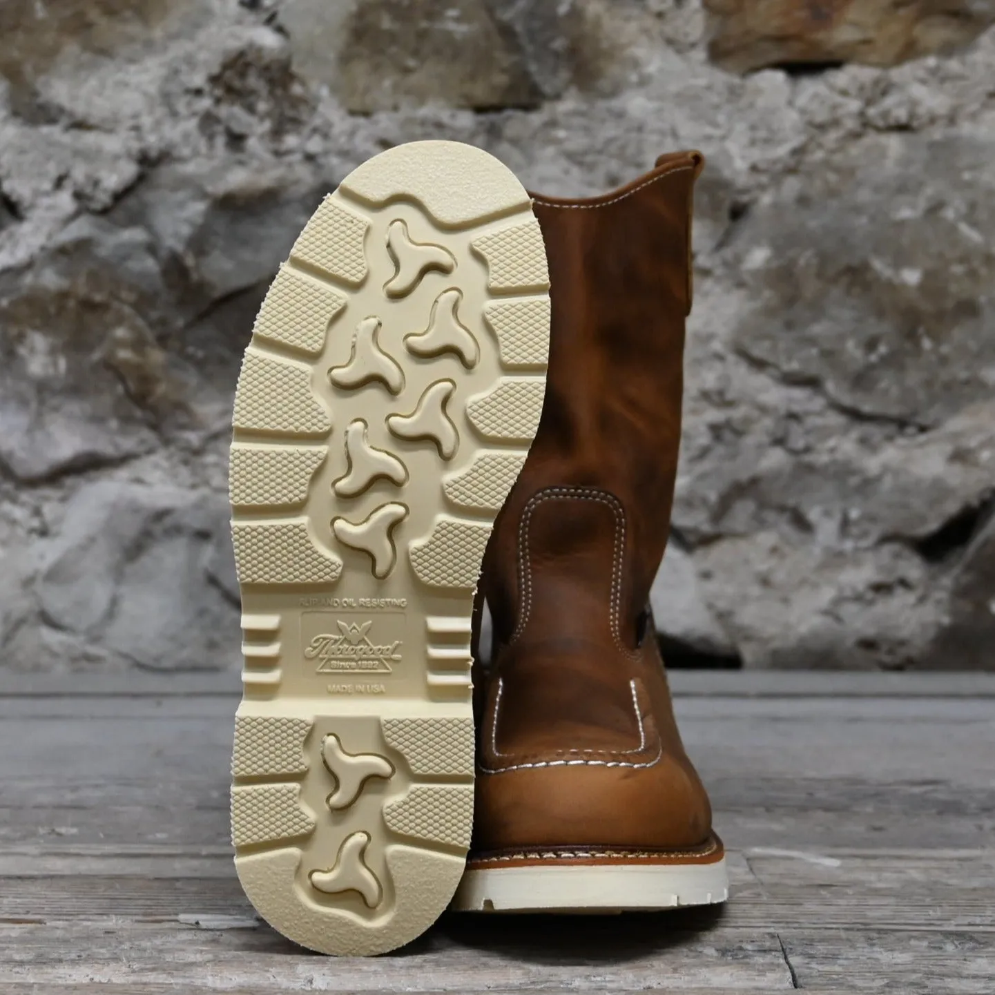 Thorogood Men's 11" Pull-On Moc Toe Wellington- Crazy Horse Leather- American Heritage