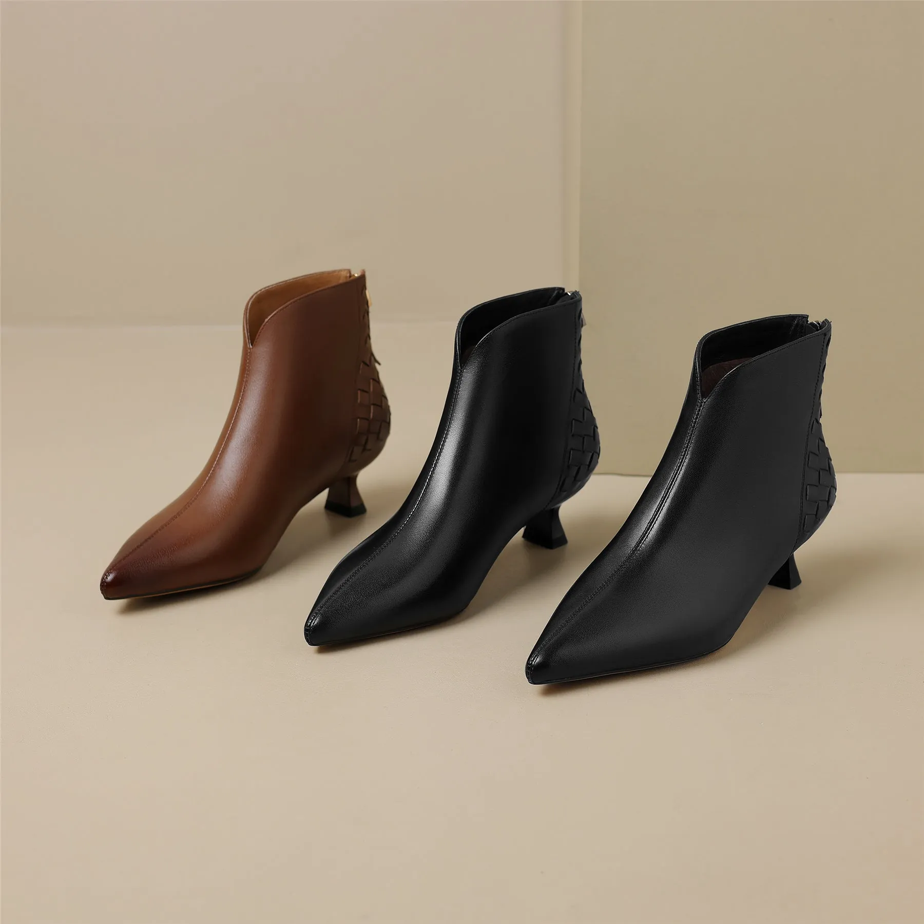 TinaCus Genuine Leather Women's Handmade Back Zip Up Ankle Boots