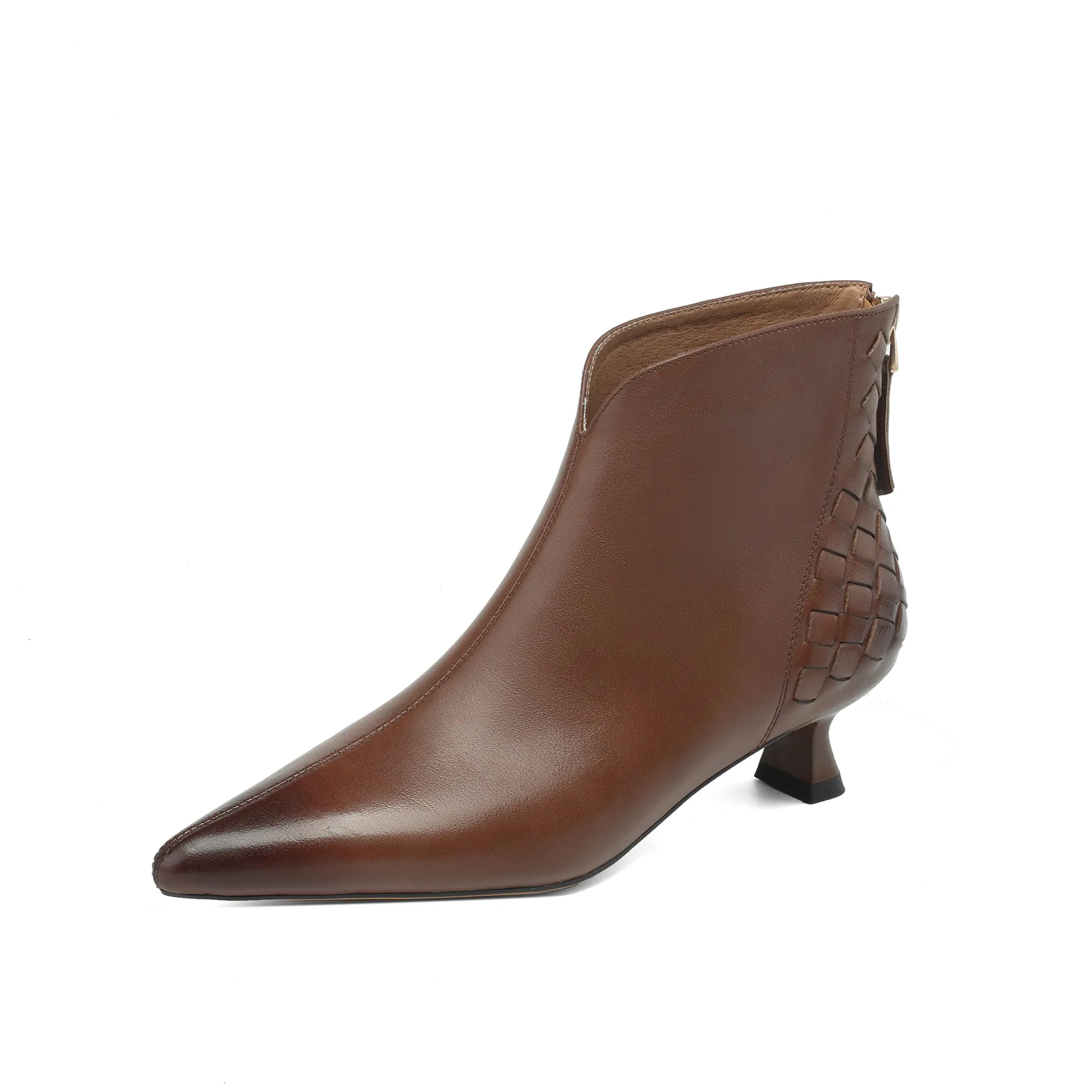 TinaCus Genuine Leather Women's Handmade Back Zip Up Ankle Boots