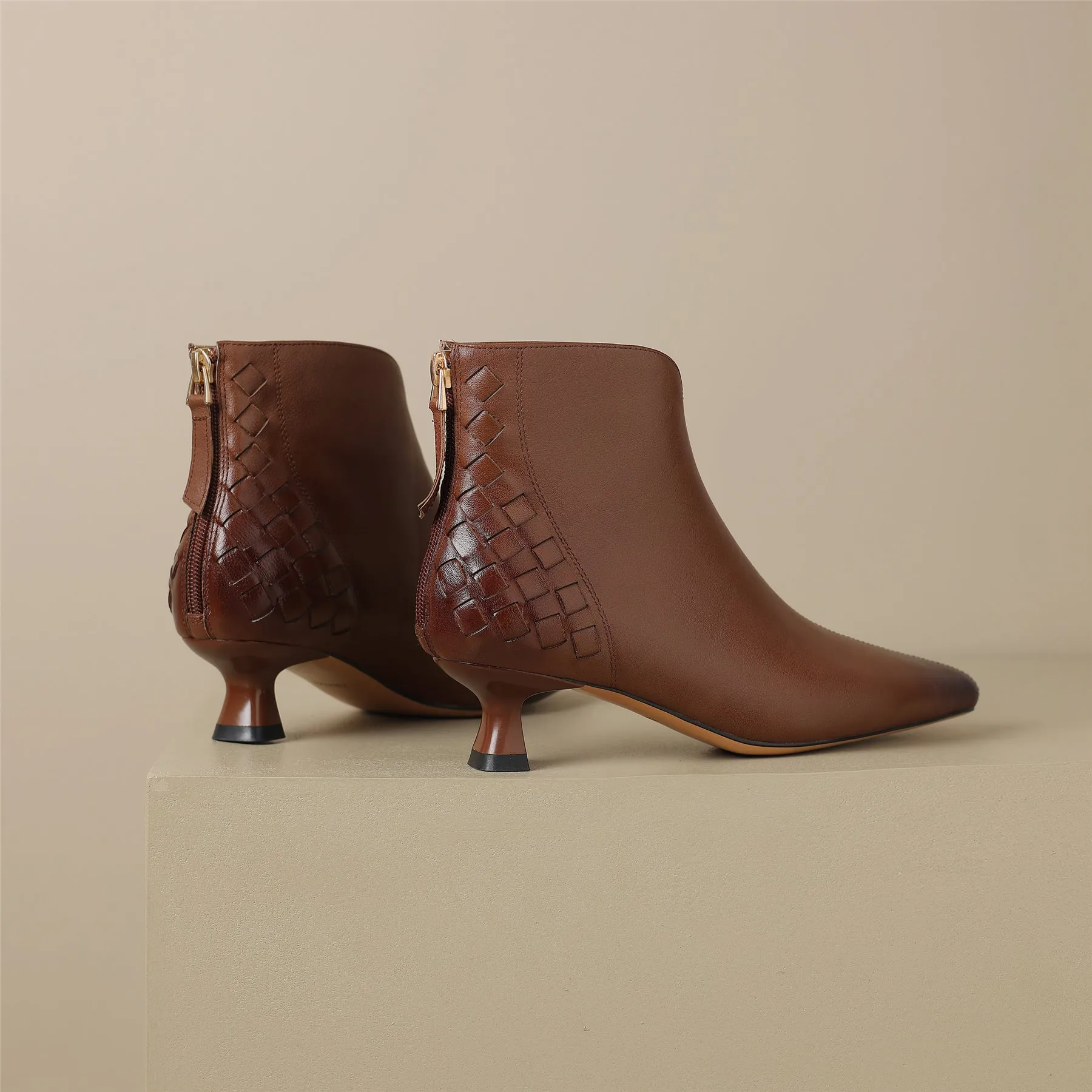 TinaCus Genuine Leather Women's Handmade Back Zip Up Ankle Boots