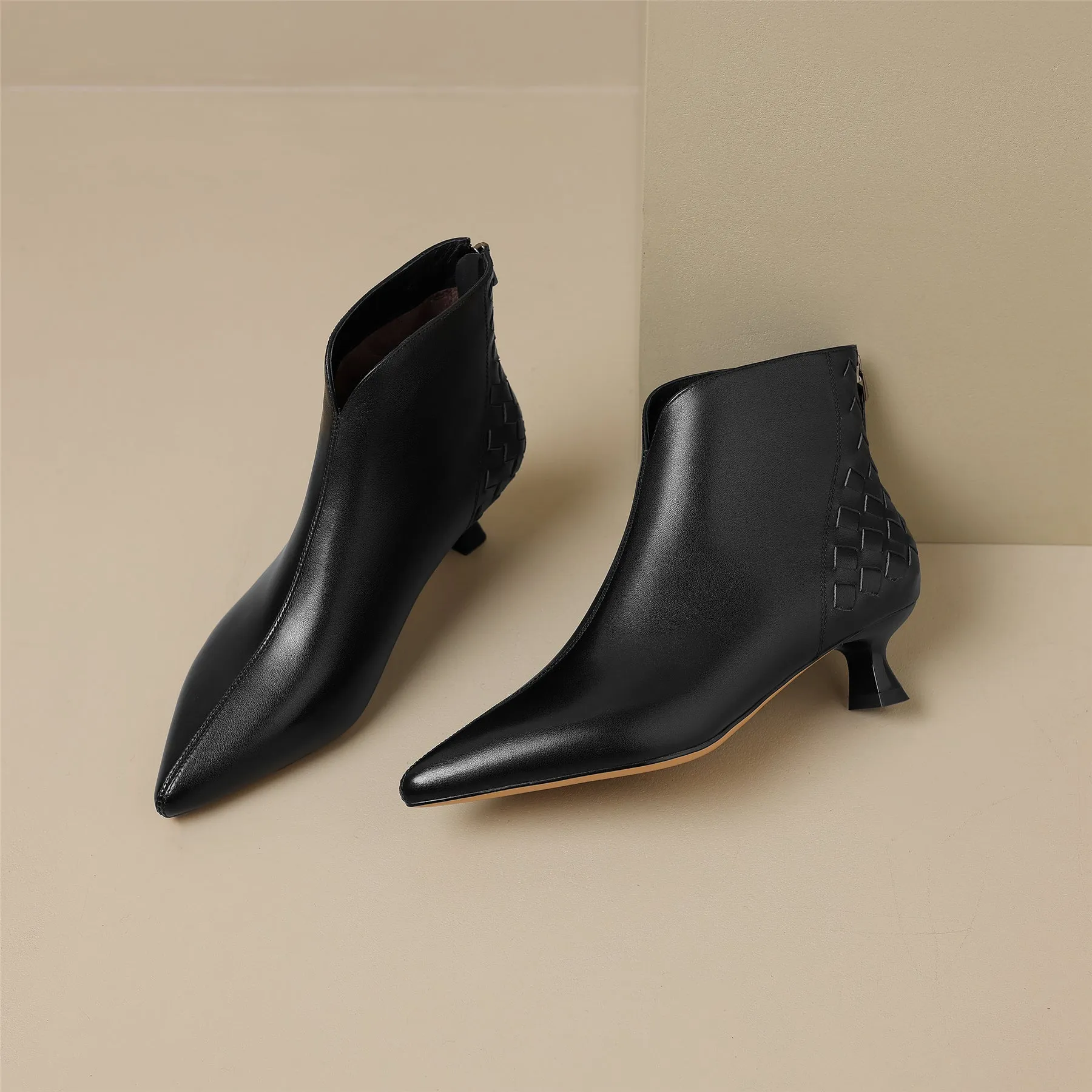 TinaCus Genuine Leather Women's Handmade Back Zip Up Ankle Boots