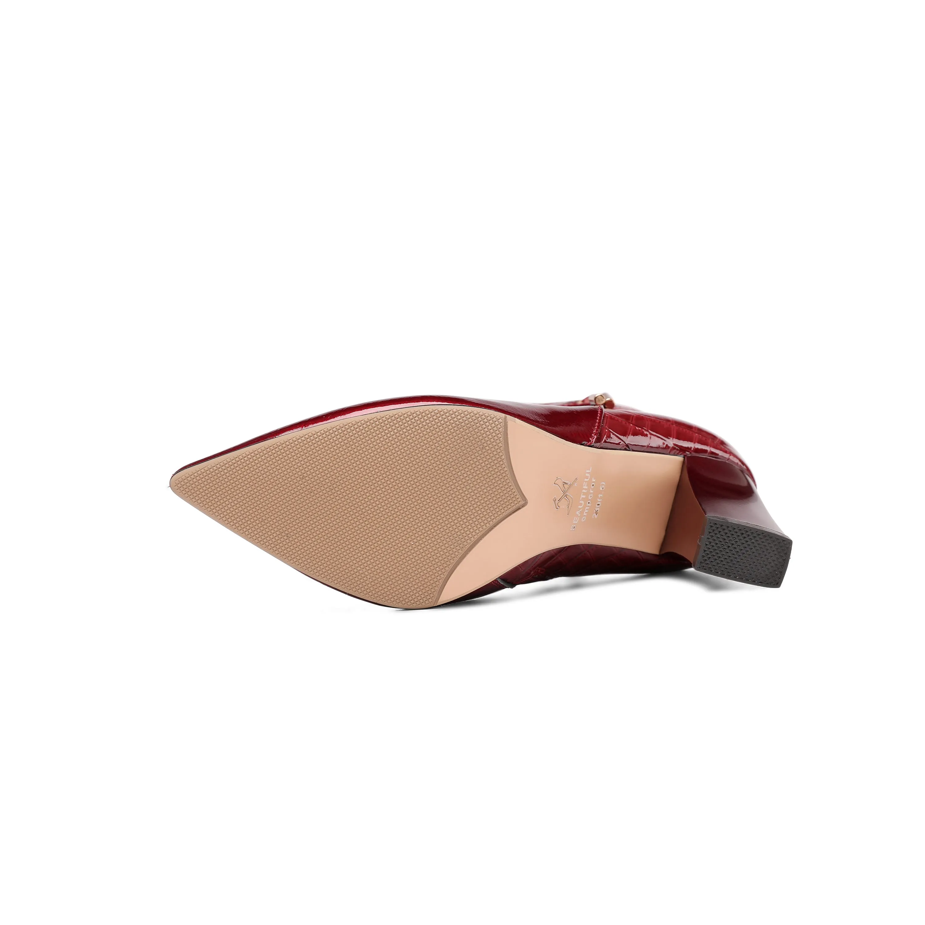 TinaCus Women's Patent Leather Handmade Chunky Heel Pointed Toe Side Zip Up Glossy Ankle Booties