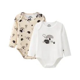 Vauva BBNS - Baby Anti-bacterial Organic Cotton Hazelnut Pattern Bodysuits (2-pack)