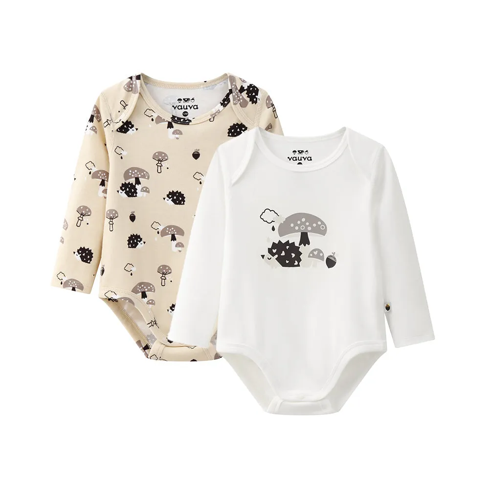 Vauva BBNS - Baby Anti-bacterial Organic Cotton Hazelnut Pattern Bodysuits (2-pack)