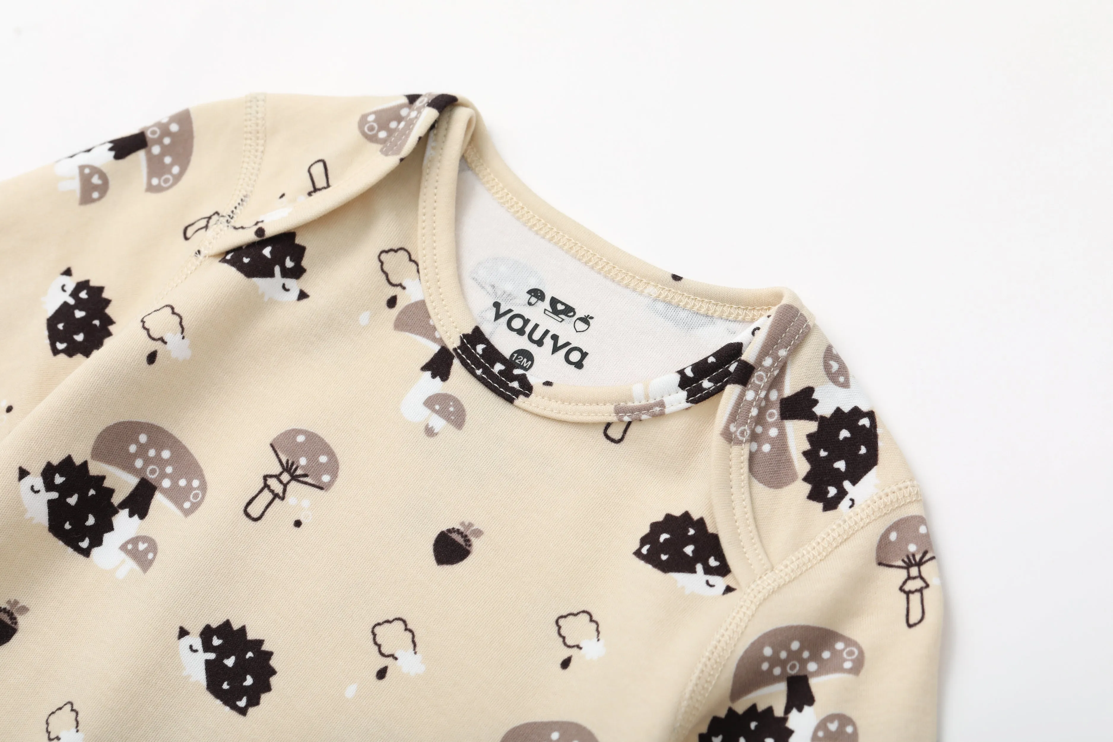 Vauva BBNS - Baby Anti-bacterial Organic Cotton Hazelnut Pattern Bodysuits (2-pack)