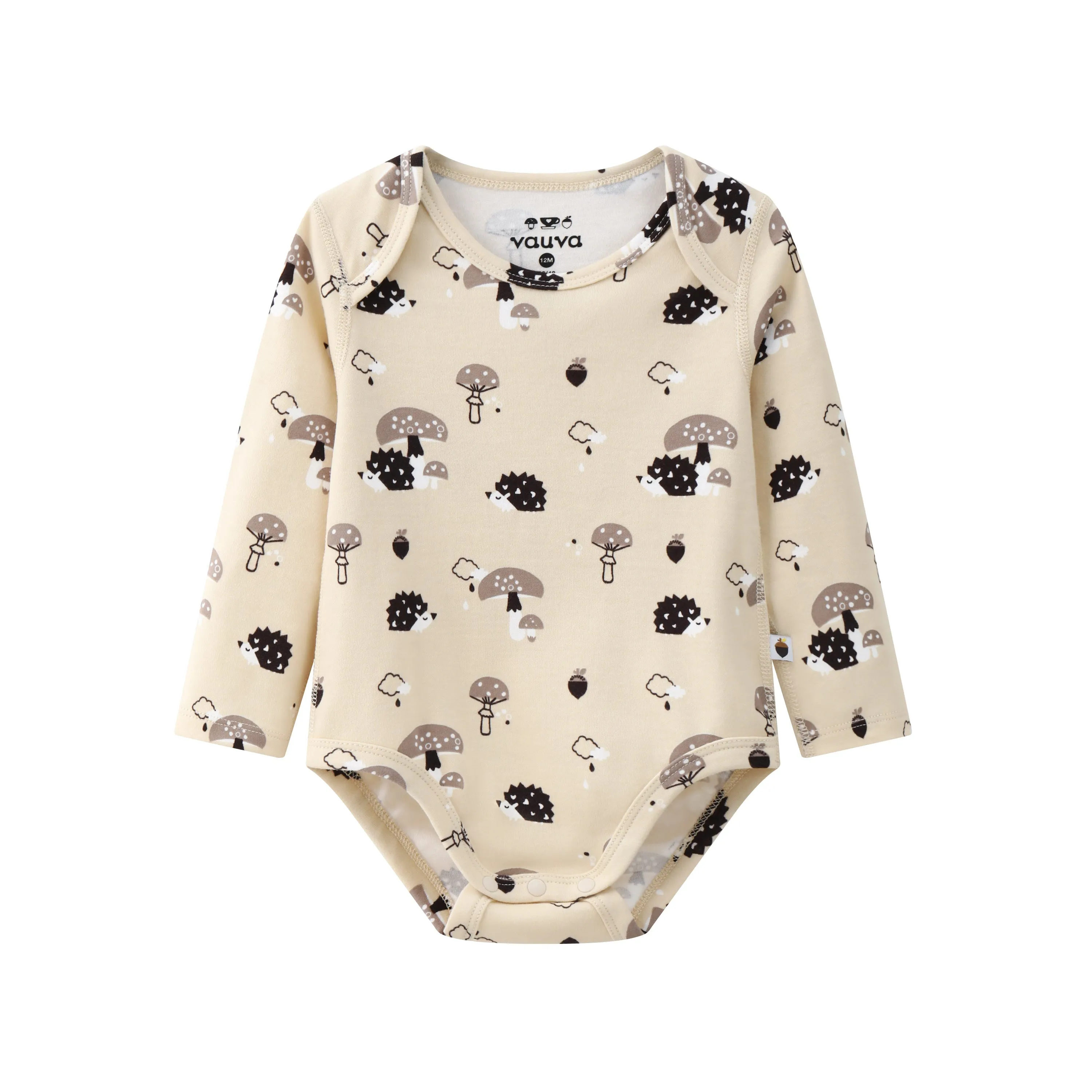 Vauva BBNS - Baby Anti-bacterial Organic Cotton Hazelnut Pattern Bodysuits (2-pack)
