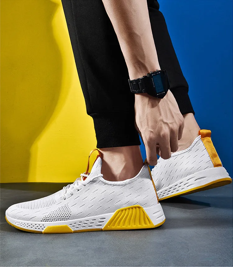 White & Yellow No-slip Sneakers Shoes