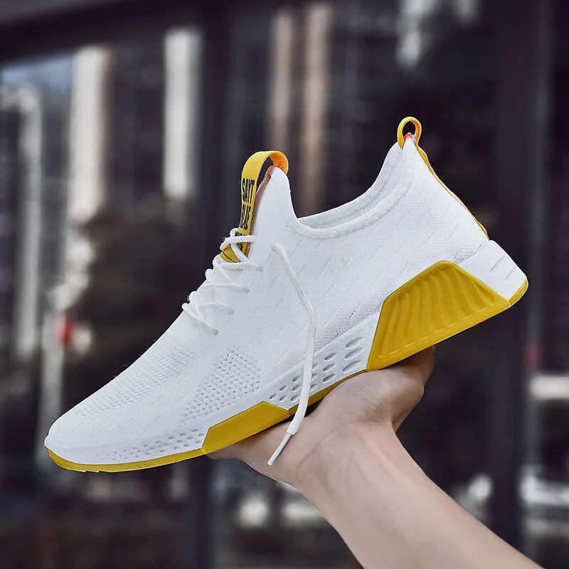 White & Yellow No-slip Sneakers Shoes