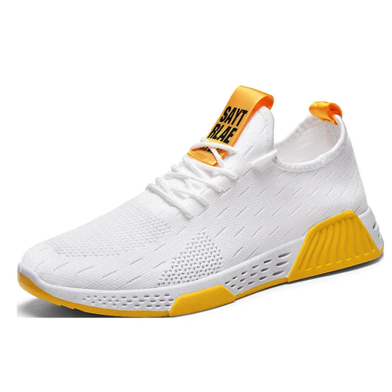 White & Yellow No-slip Sneakers Shoes