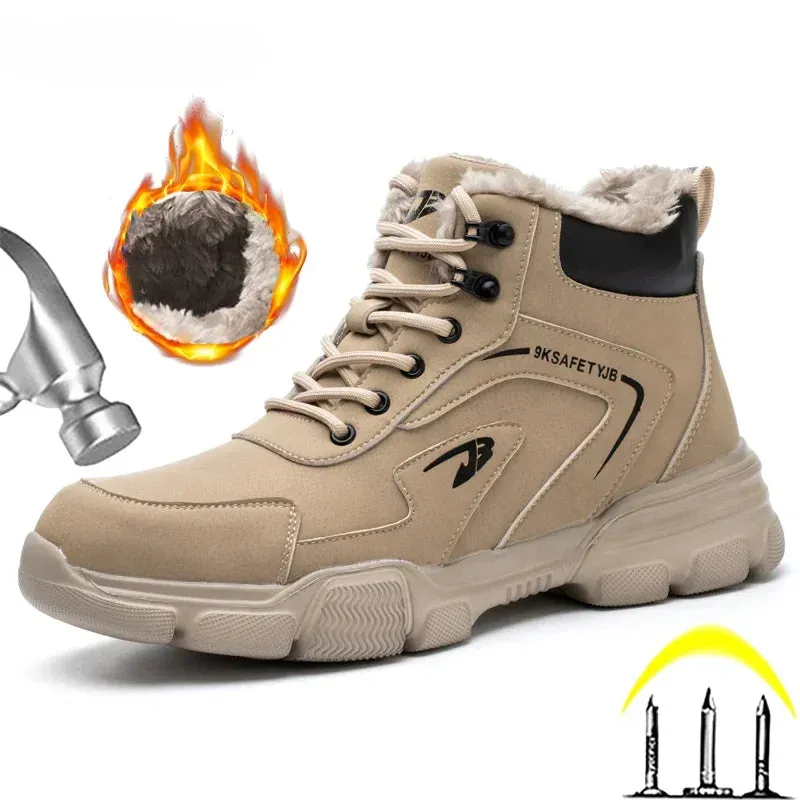 Winter Work Safety Shoes Men Safety Boots Anti-smash Anti-stab Work Sneakers Steel Toe Indestructible Work Boots