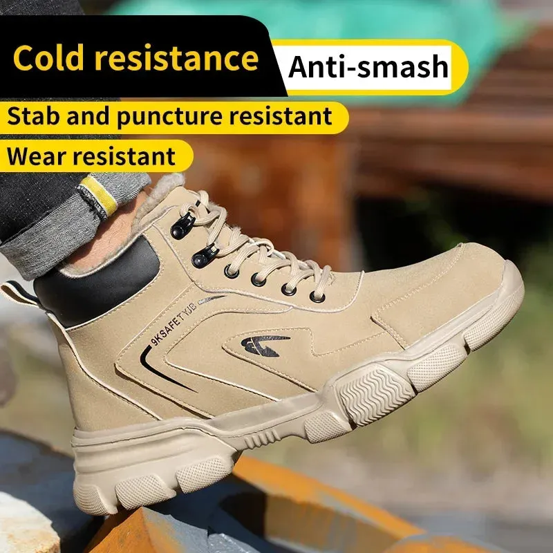 Winter Work Safety Shoes Men Safety Boots Anti-smash Anti-stab Work Sneakers Steel Toe Indestructible Work Boots