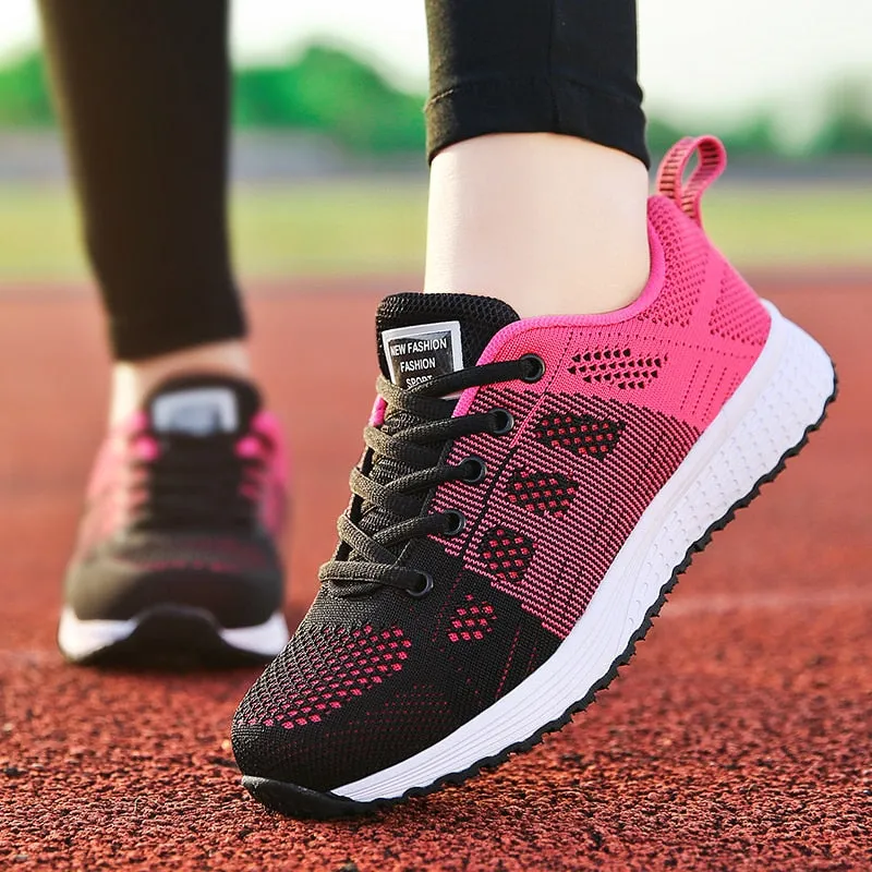 Women Breathable Walking Mesh Flat Sneakers
