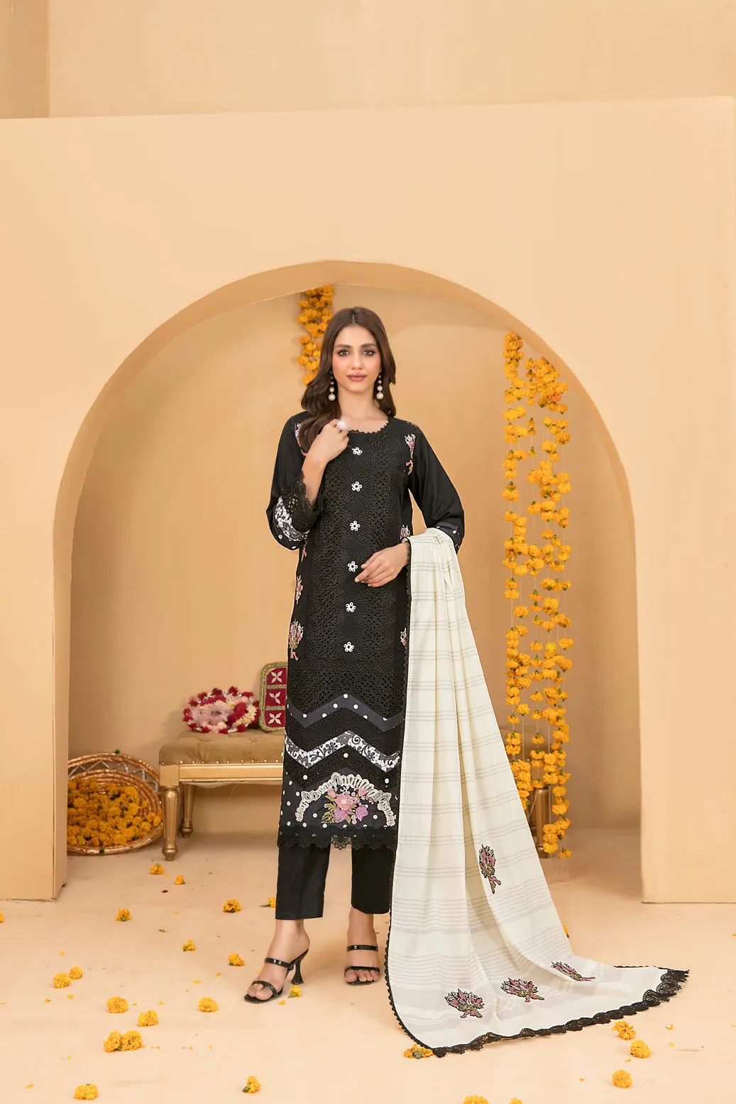 ZALA by Tawakkal Fabrics 3 Pc Semi-Stitched Collection - D-2588